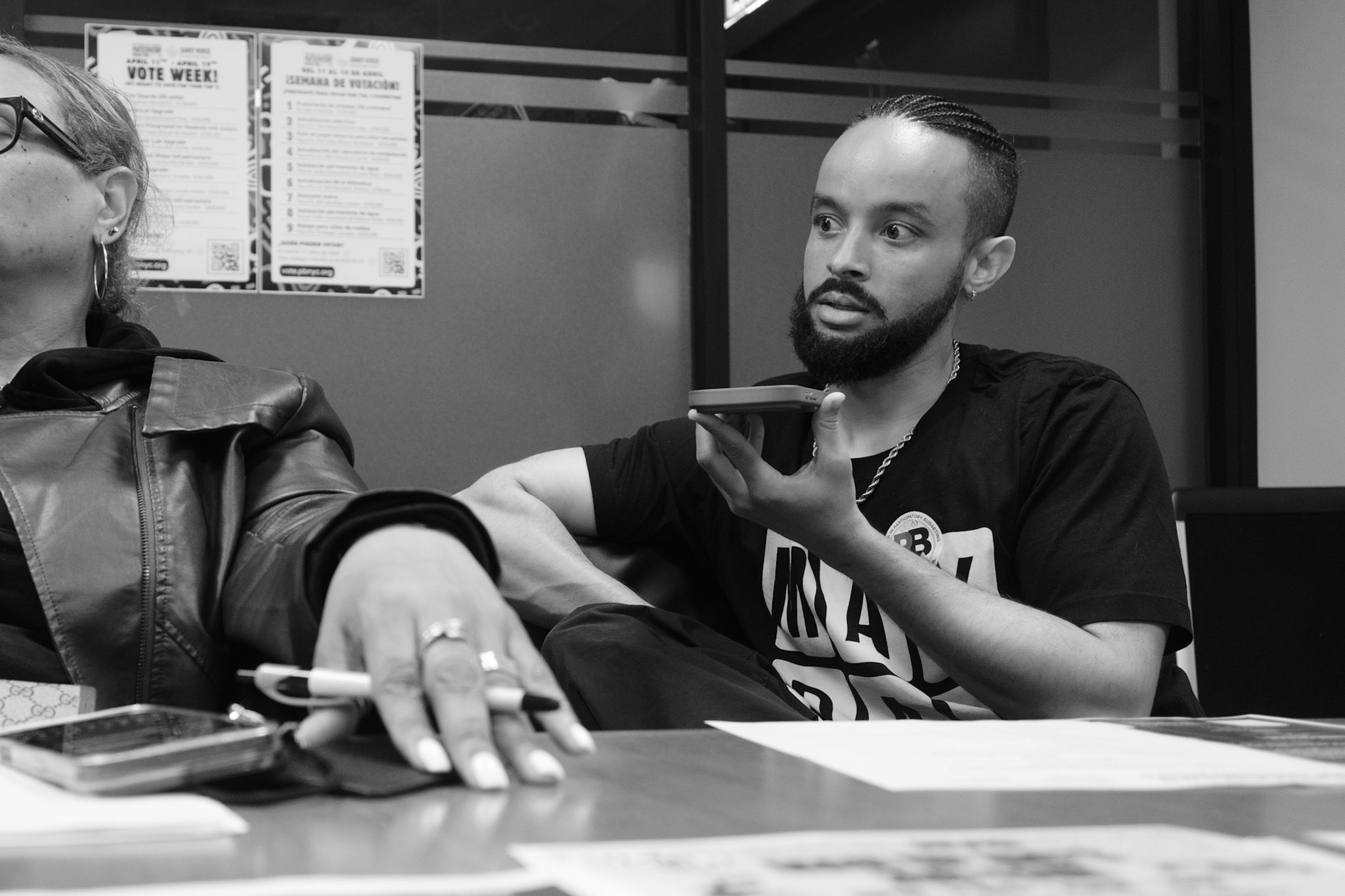 Christian Celeste Tate at a Community Board 5 Brooklyn committee meeting
